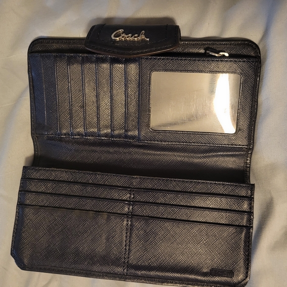 Coach Navy and Green Women's Wallet - Picture 3 of 5
